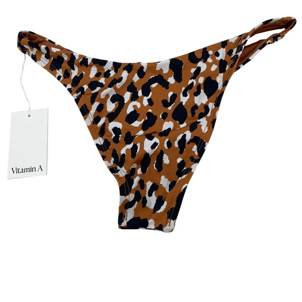 New Vitamin A California High Leg Brown Leopard Animal Swim  Bikini Bottom 12 XL - Image 7