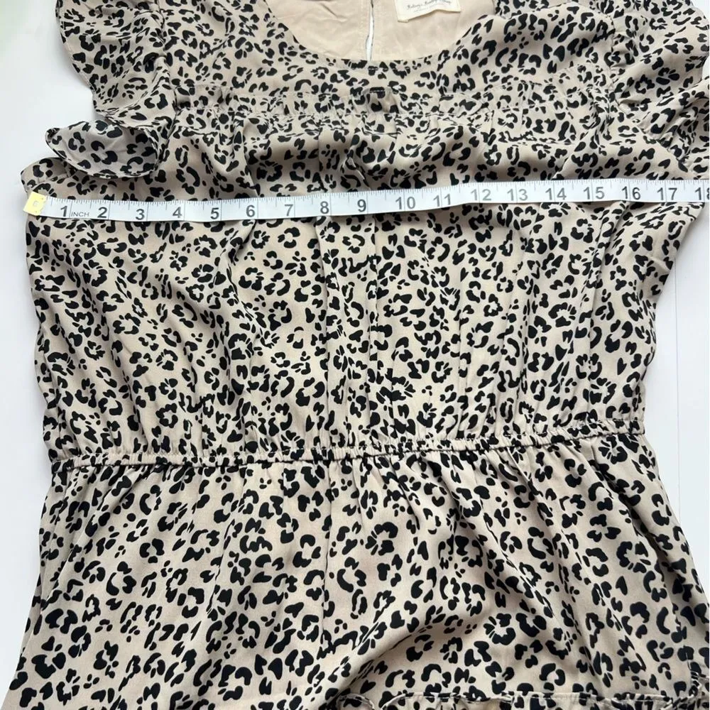 Betseys Boutique Shop Leopard Print Midi Dress Tiered Ruffle Short Sleeve L Tan Size L - Image 12