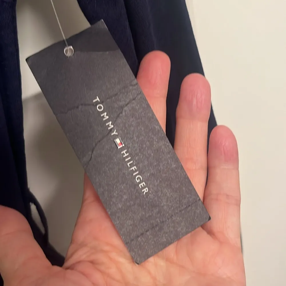 Tommy Hilfiger Button Cotton Shirt Dress Knee Length Navy Belted NWT size Medium - Image 6