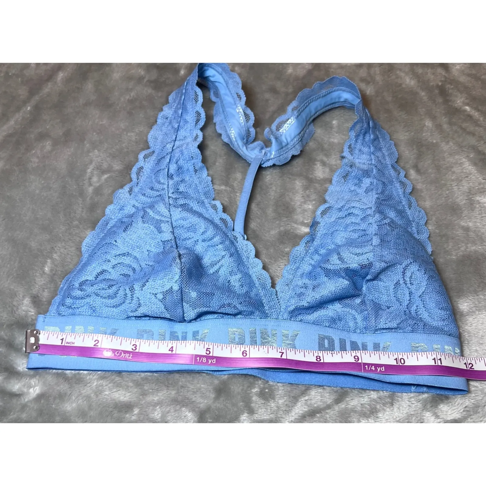 Victorias Secret Pink Lace T-Back Bralette Bra Womens Small Light Blue Intimates - Image 12