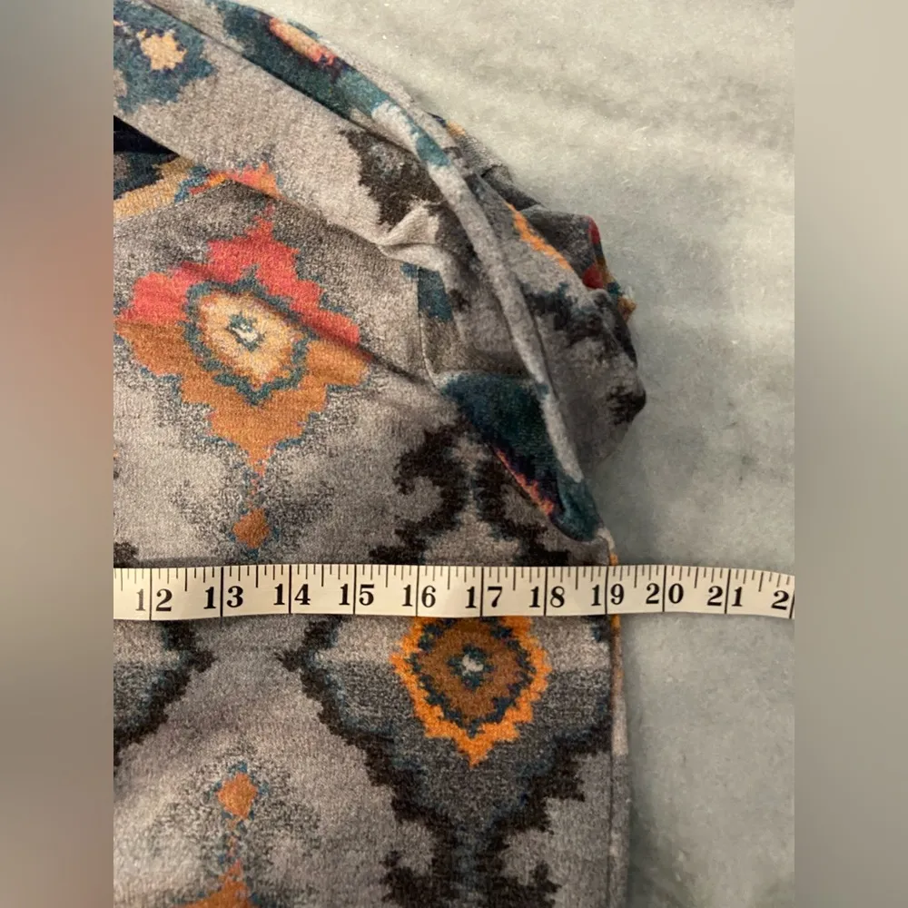 Trisha Tyler Size S Navy Blue Aztec Print Long Sleeve Mock Neck Stretch Top - Image 7