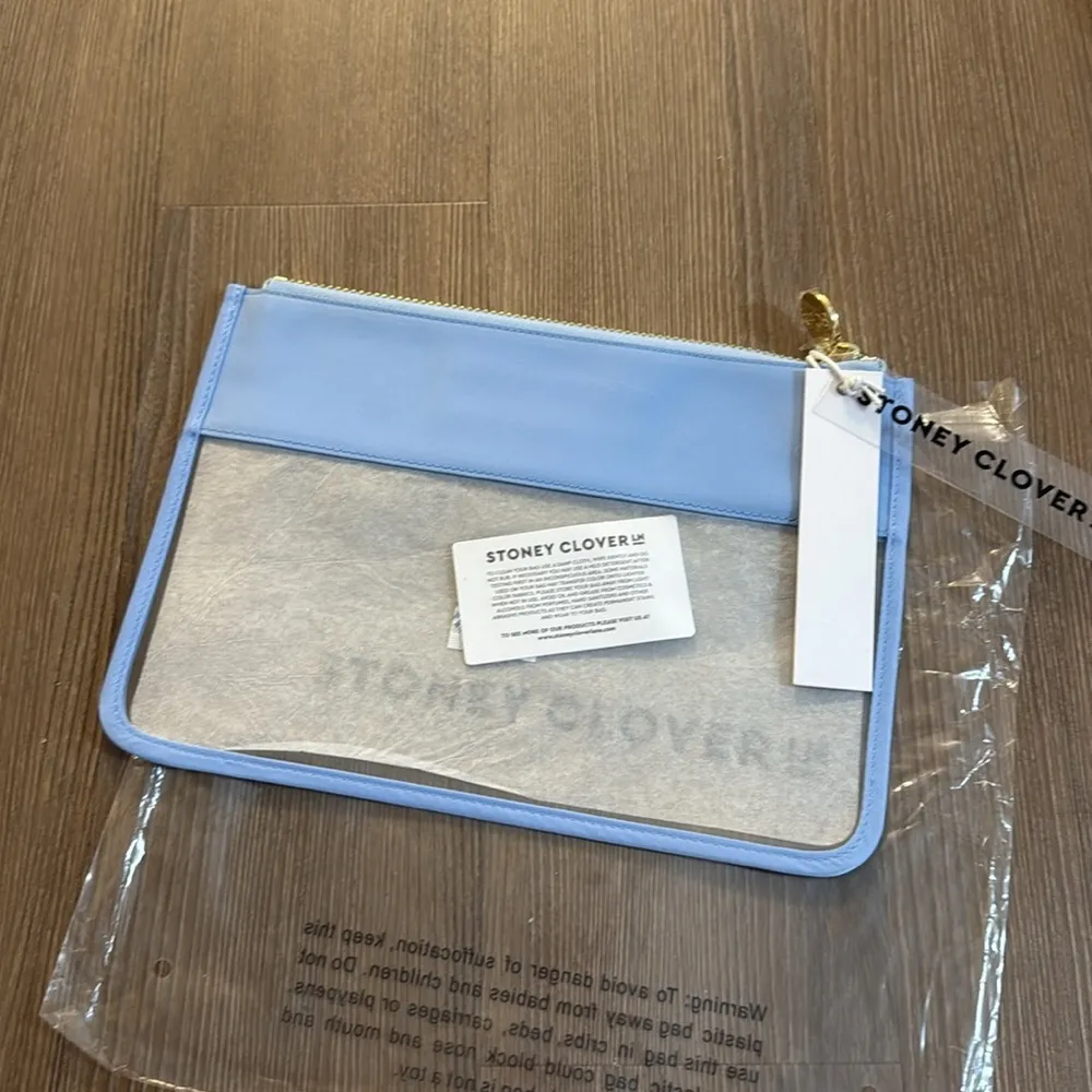 NWT STONEY CLOVER LANE Plane Clear Flat Pouch in Periwinkle - Image 5