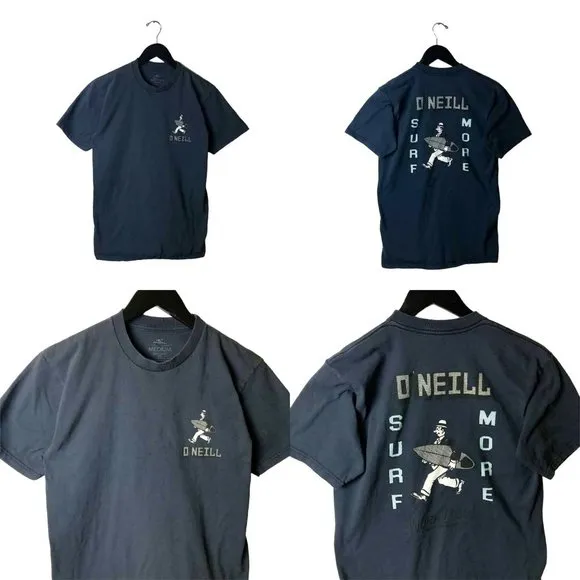O'Neill Surf More T Shirt Blue Medium M Beach Graphic Tee 100% Cotton Solid Logo - Image 2