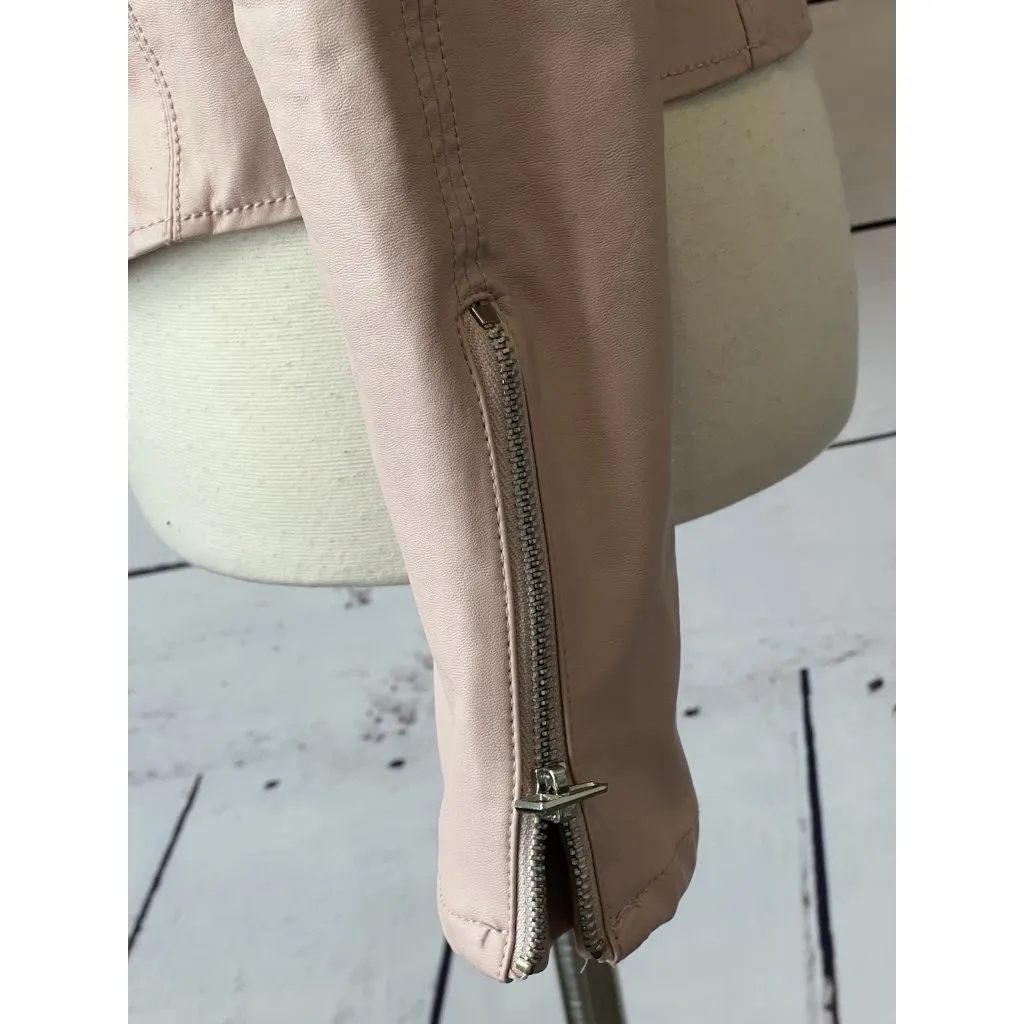 Blank NYC Zip Moto Jacket Faux‎ Leather Coat Medium Womens Full Zip Pink Grunge - Image 7