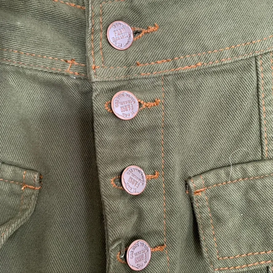 Farm Rio Wide Leg Pockets Twill Trousers Women's Size 38 Green Small - Image 8