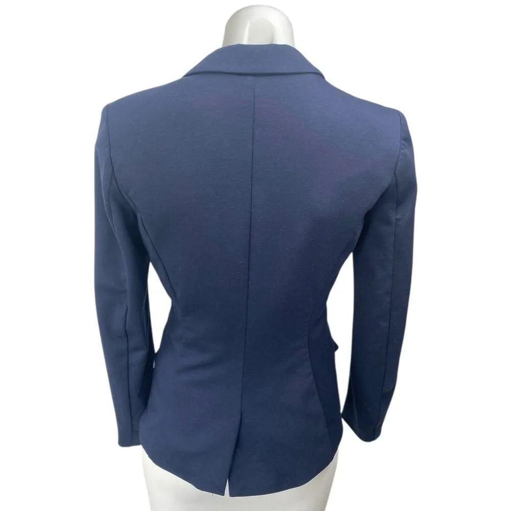 H&M Women's Blue Long Sleeve Single Button Notch Blazer Coat Suit Jacket Size 4 - Image 2