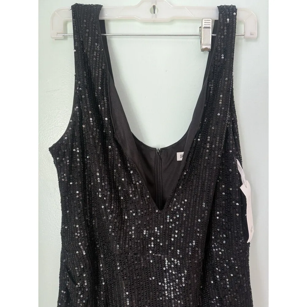 GRACE KARIN XL Dress Black Seguin Wiggle Plunge Front LBD Gown Prom - Image 2