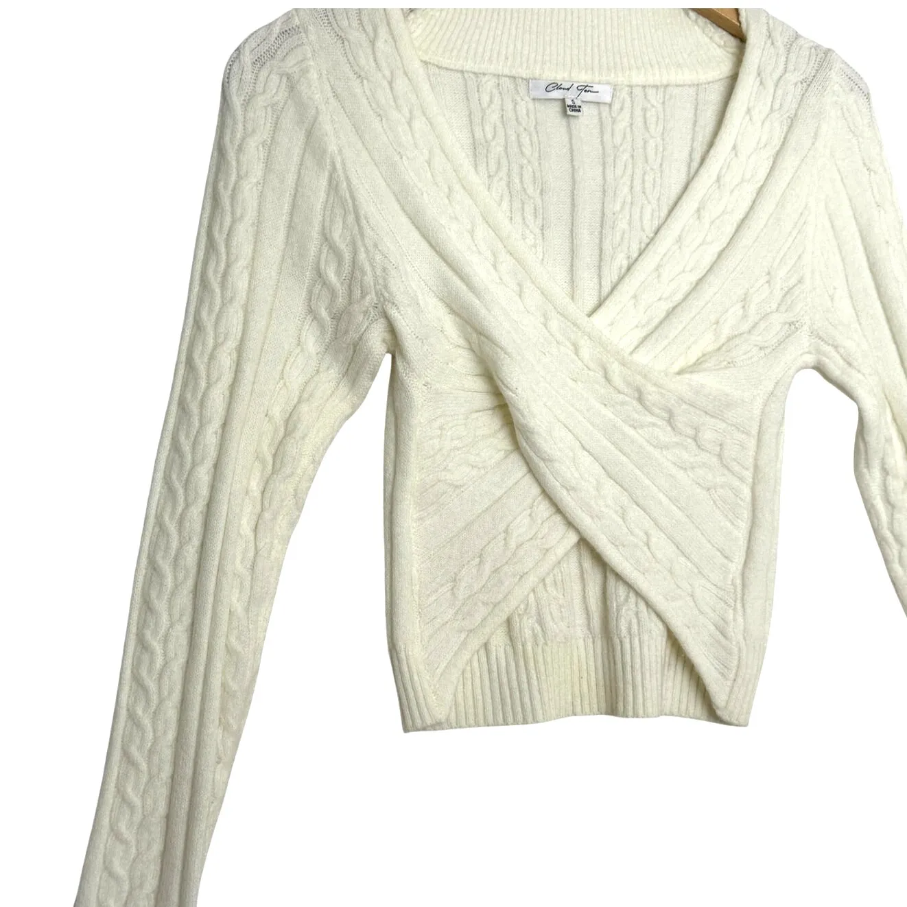 Cloud Ten Cable Fisherman Criss Cross Sweater Sz Sm Y2K Cropped Style - Image 4