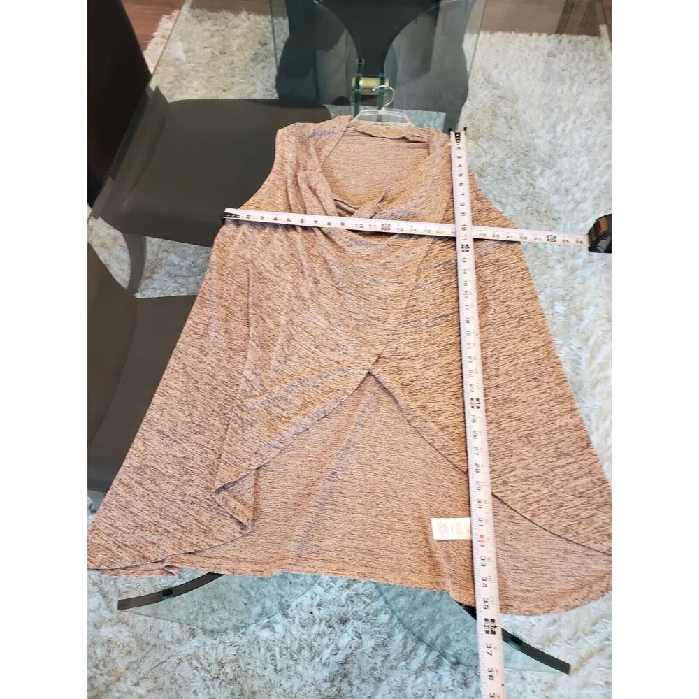 Olivia Sky Women's Brown Rayon Asymmetrical Open Wrap Sleeveless Blouse Large - Image 11
