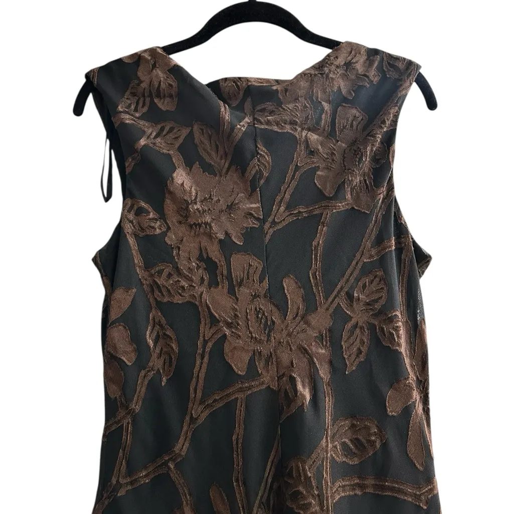 Vintage Chiffon Velvet Burnout Beaded Dress Midi Whimsigoth Y2K Feminine Size L - Image 10