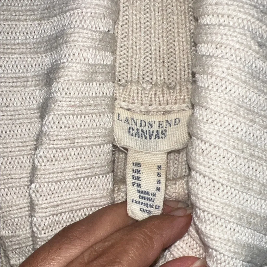 Lands' End Cream Ribbed Turtleneck Sweater - Image 5