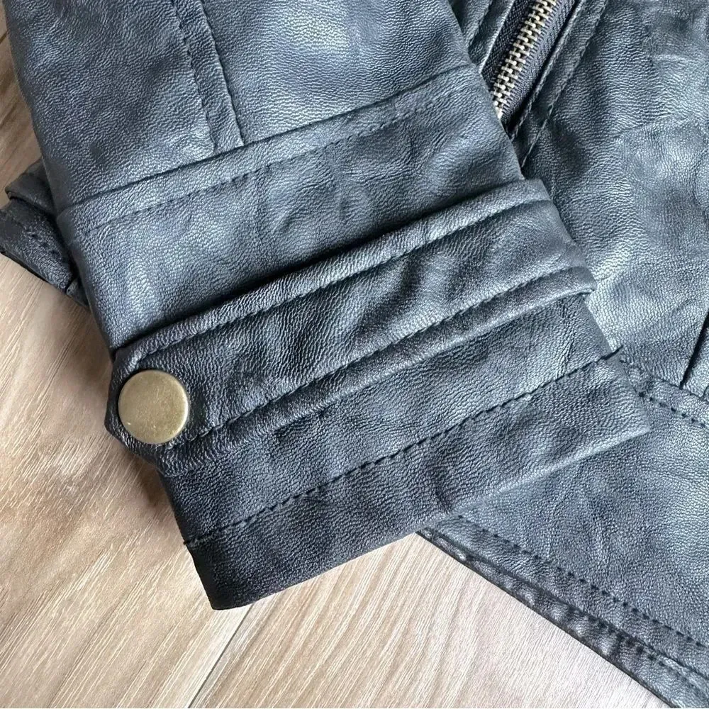 KUT FROM THE KLOTH | Black Soft Vegan Leather Moto Jacket Full Zipper | Medium - Image 3