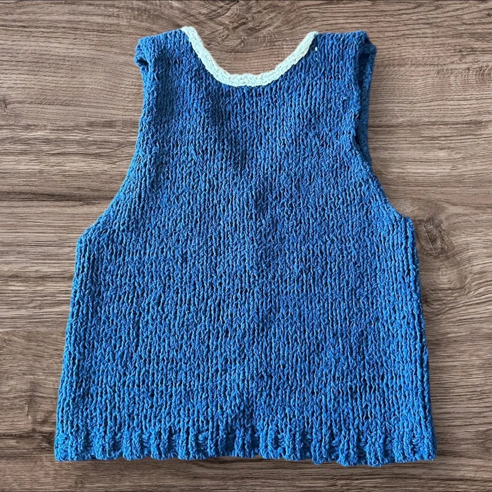 #131 NWT Free People Sicily Shell Sweater in Dark Denim Combo - Image 6