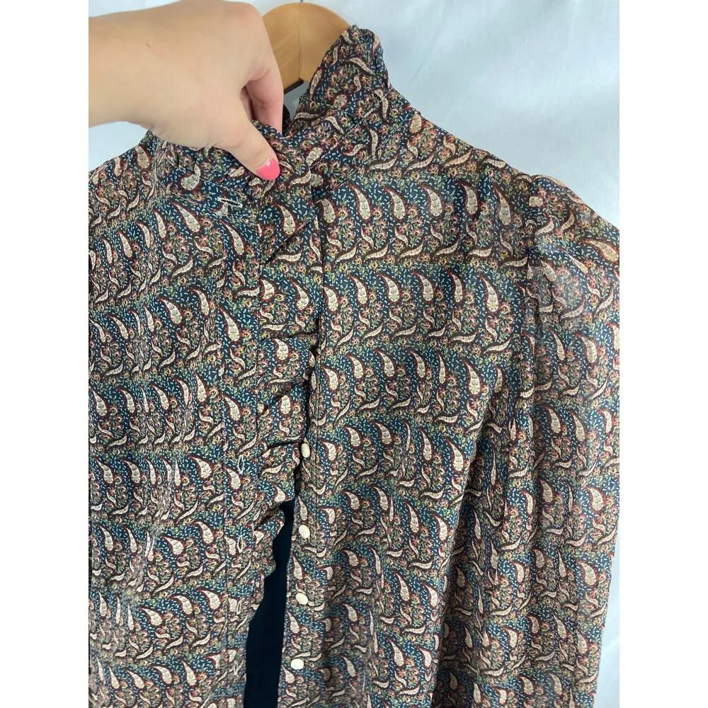 Banana Republic 2 Layer Paisley Print Blouse size small - Image 2