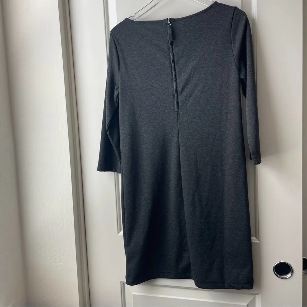 Gap Grey Dress 3/4 Sleeve Above the Knee Faux Leather Accent NWT Small - Image 49