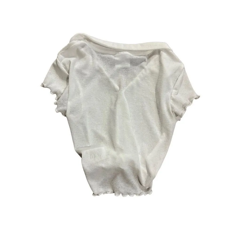 BDG Urban Outfitters Womens White sheer Tie Button Up Shirt small - Image 5