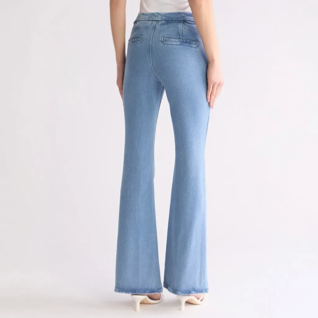 Good American Good Flare Trouser Jeans Light Wash Size 28 Zip Pockets High Rise - Image 4