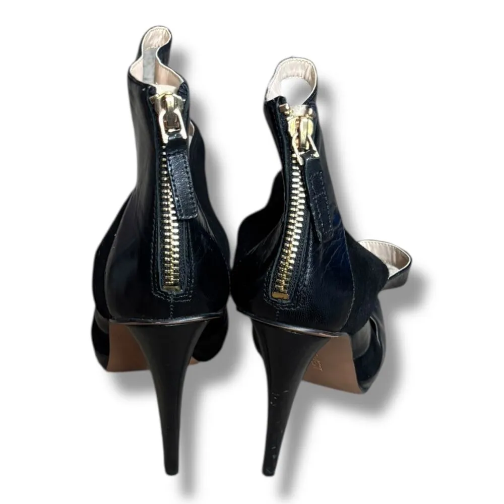 Nine West  Amability Black Strappy Cutout Heeled Leather Sandals Size 8 Medium - Image 5