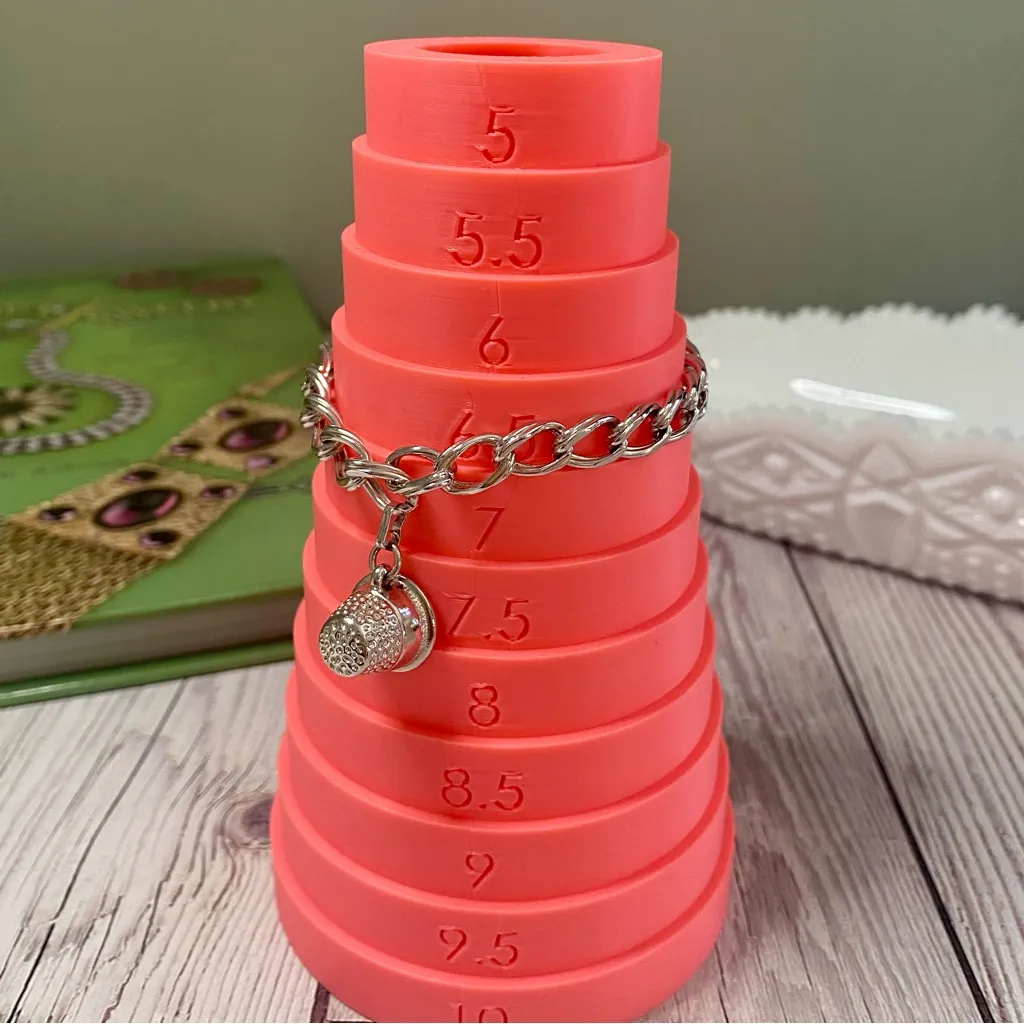 Vintage Monet Silver Charm Bracelet with Thimble Charm, 6.5” - Image 3