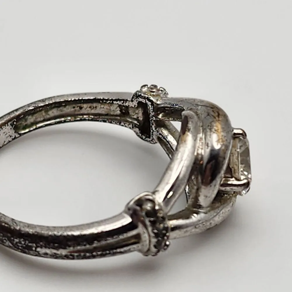 Avon NVC Eternal Promise Silver Tone & Clear CZ Ring (8) Silver - Image 7