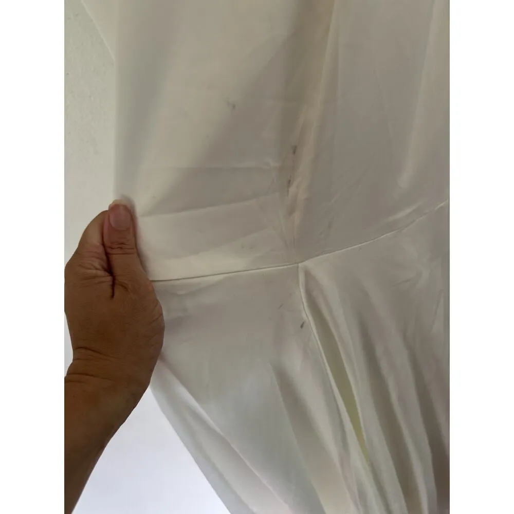 NWD Lulus White Satin Square Neck Wedding Dress With Train Size XL - Image 6