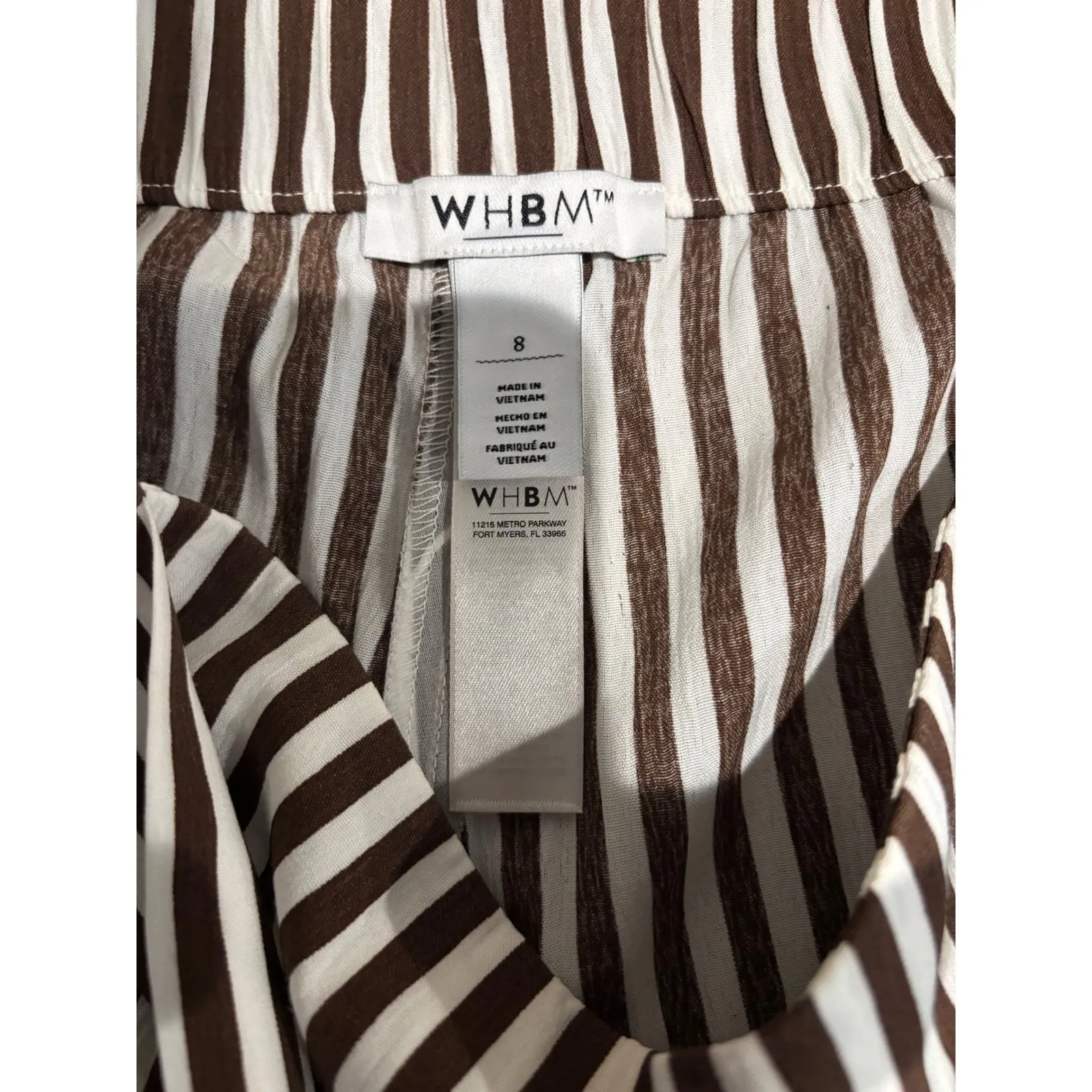 WHBM Striped Cropped Wide Leg Pants‎ with Tie Belt High Waist Casual - Image 4