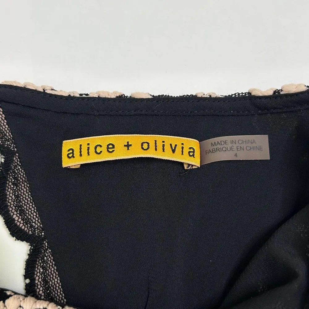 Alice + Olivia Dandi Lace Dress with Open Back in Nude Black Size 4 - Image 8