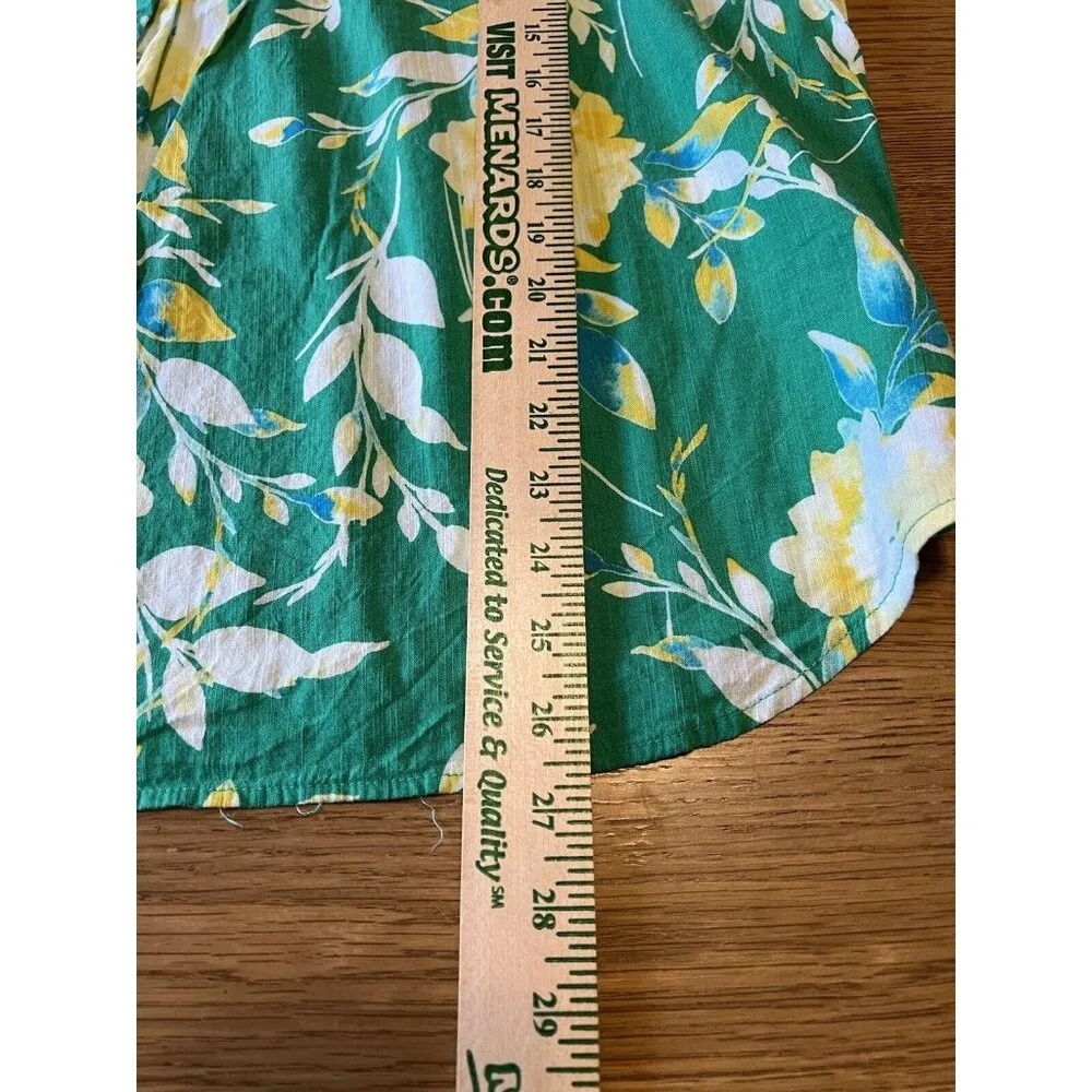 St. Johns Bay Women Green Floral Long Sleeve Blouse Size Large Hawaiian Colorful - Image 9