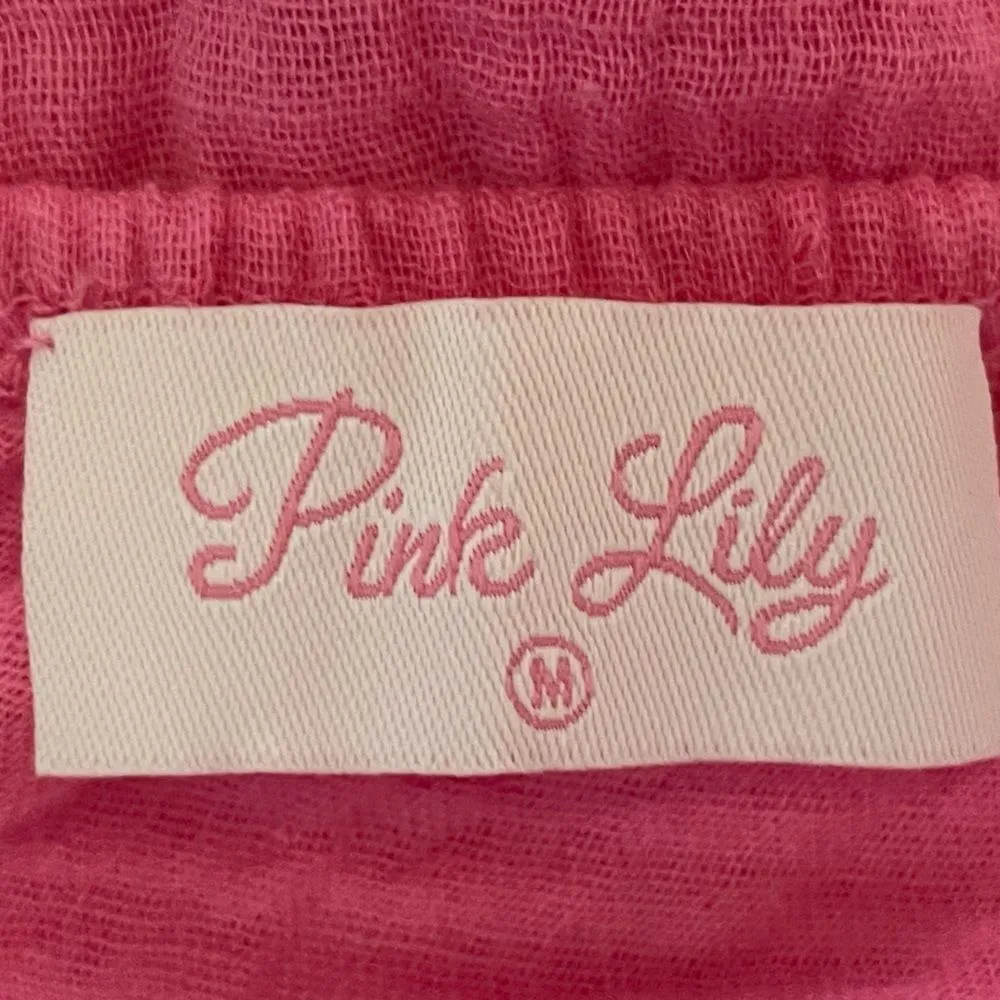 Pink Lily Summer Lover Cross‎ Back Gauze Tank Pink Womens Medium - Image 8