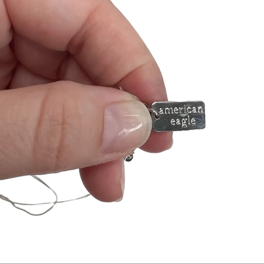 American Eagle Silver Tone E Monogram Initial Y Chain Necklace - Image 8