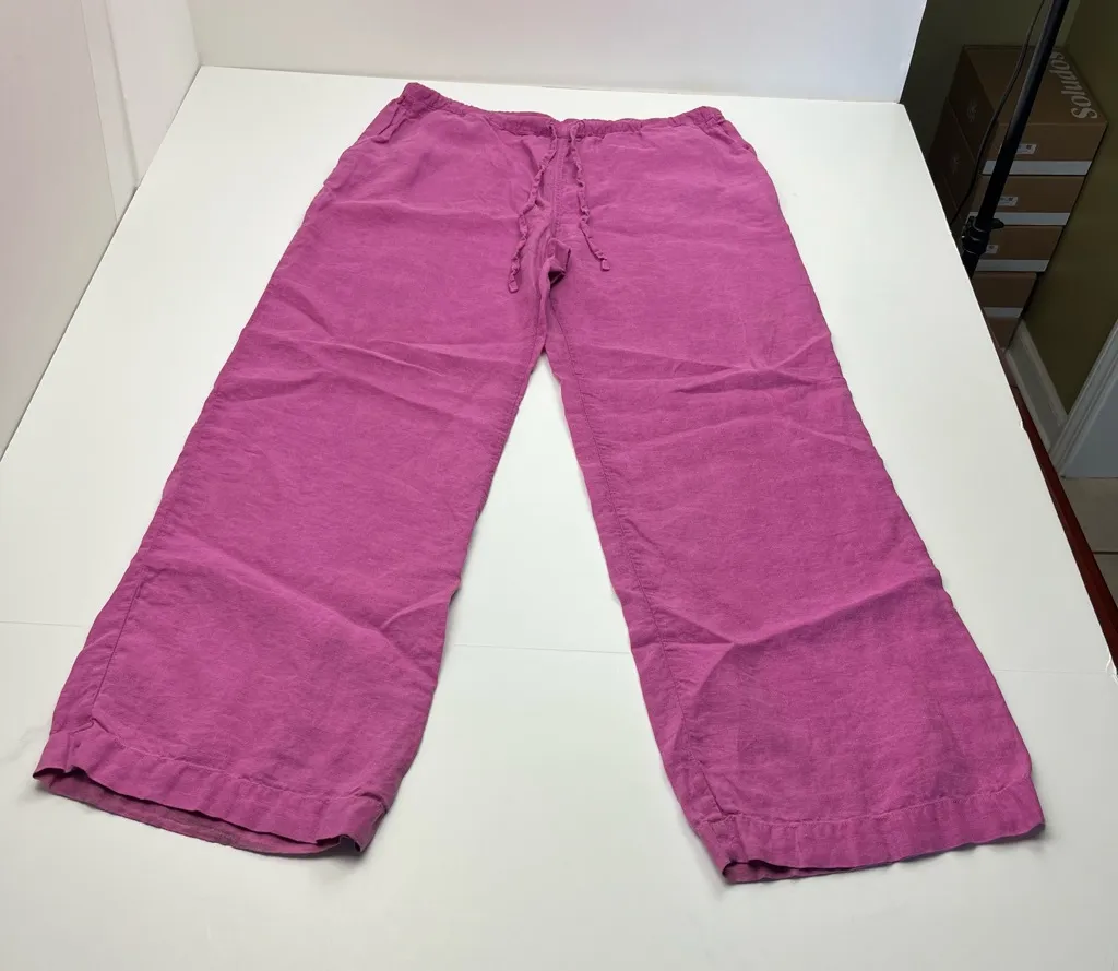 Nation LTD 100% Linen Pink Pants Women Size Small Coastal Pull-on Pockets *FLAW - Image 1