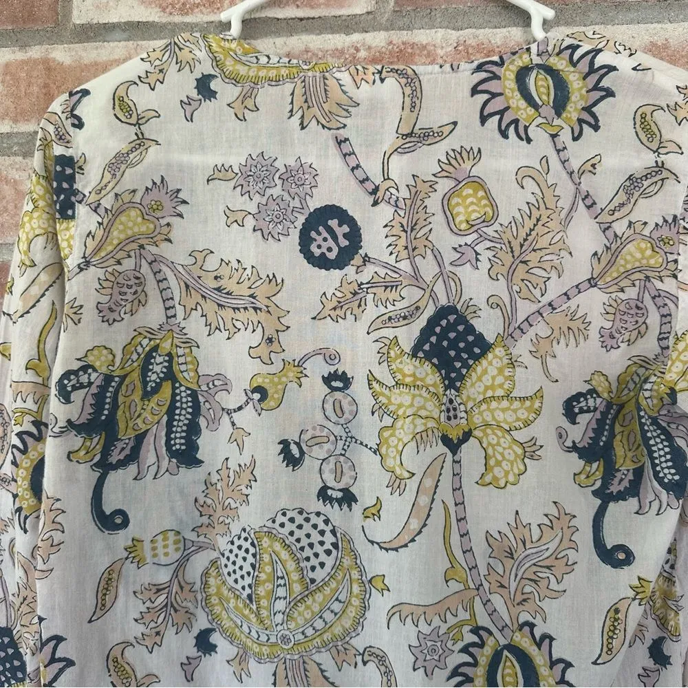 Roller Rabbit Tunic 3/4 Sleeve Shirt Cotton Paisley Women’s XS White Pastel - Image 10