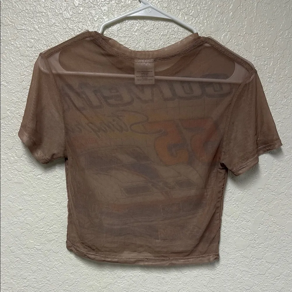 GM Mesh Tan Corvette Racing Tee Short Sleeve Baby Tee Size Medium - Image 8