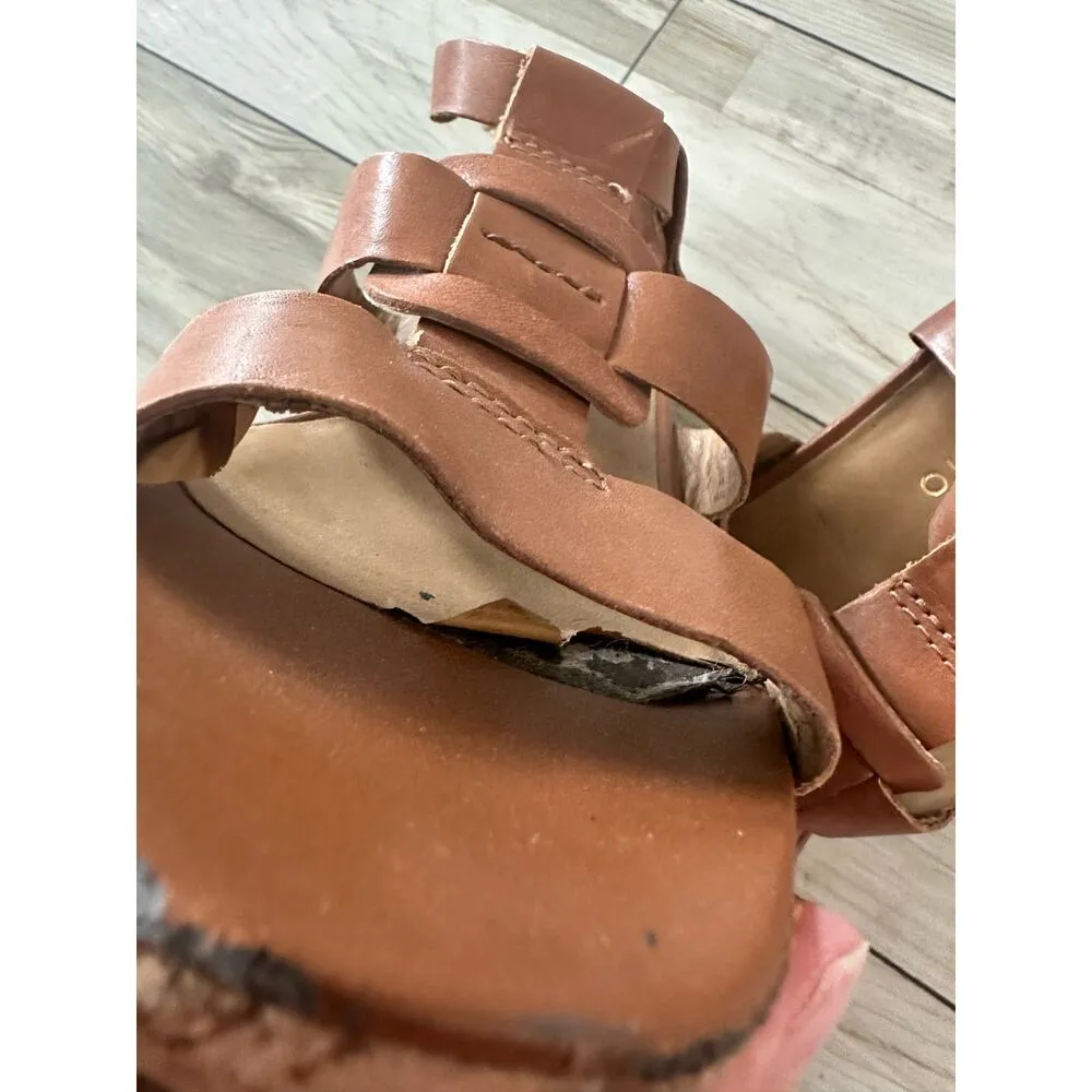 Franco Sarto Sandals Women's 8 Tan Wedges Open Toe Strappy Cork Neutral - Image 6