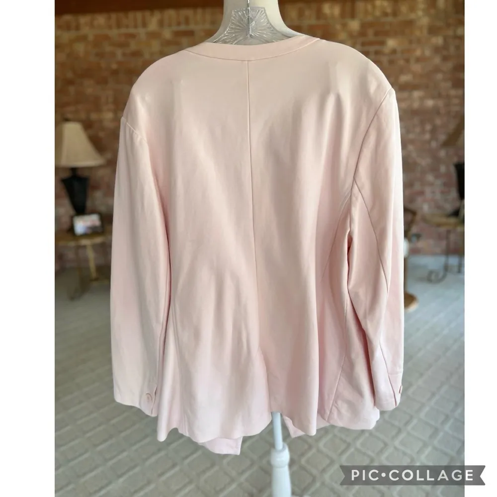 Amanda & Chelsea Blazer Ponte Knit Cutaway Pink 3X Collarless One Button Pastel - Image 8