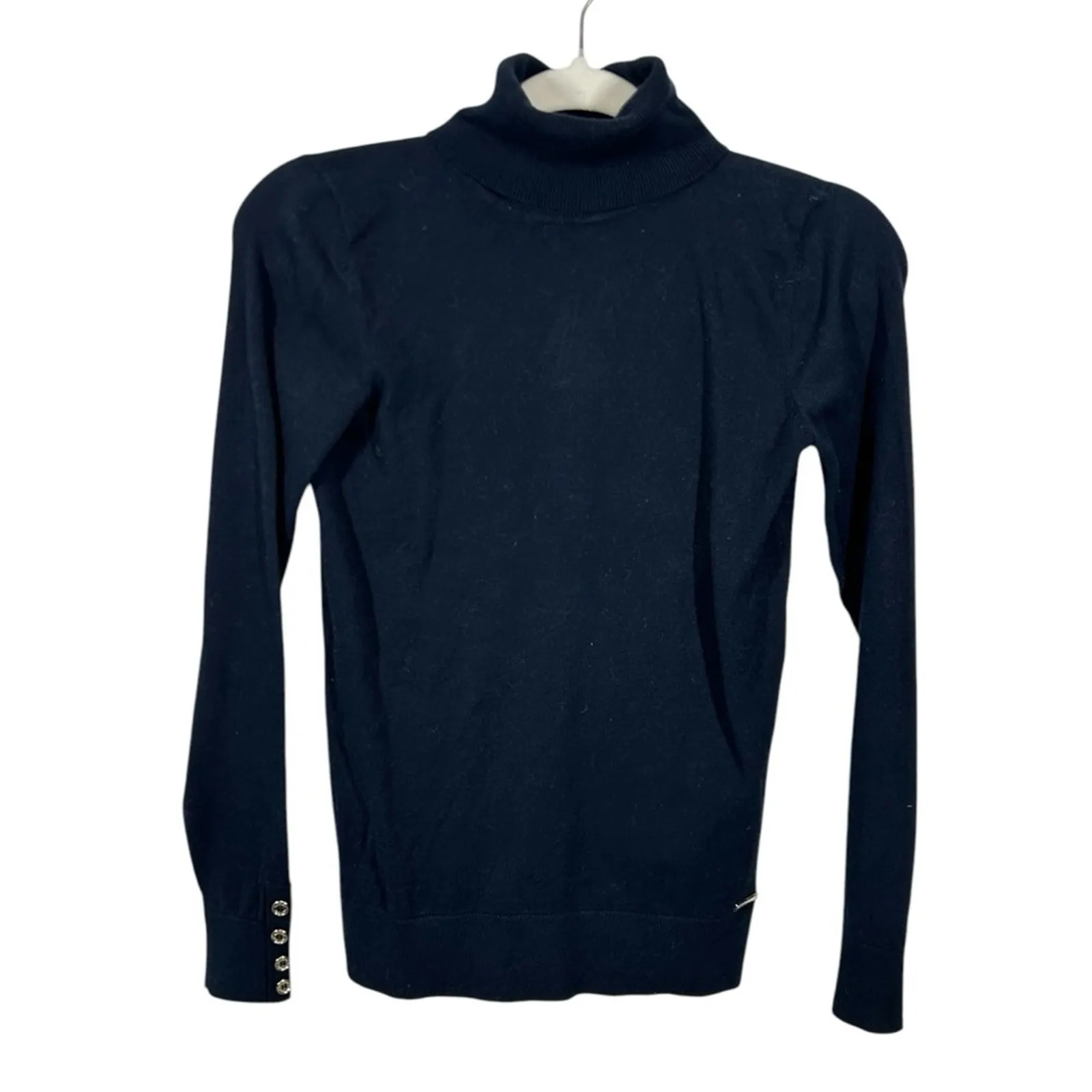 Tommy Hilfiger Stella Navy Turtleneck Button Cuff Sweater XS - Image 2
