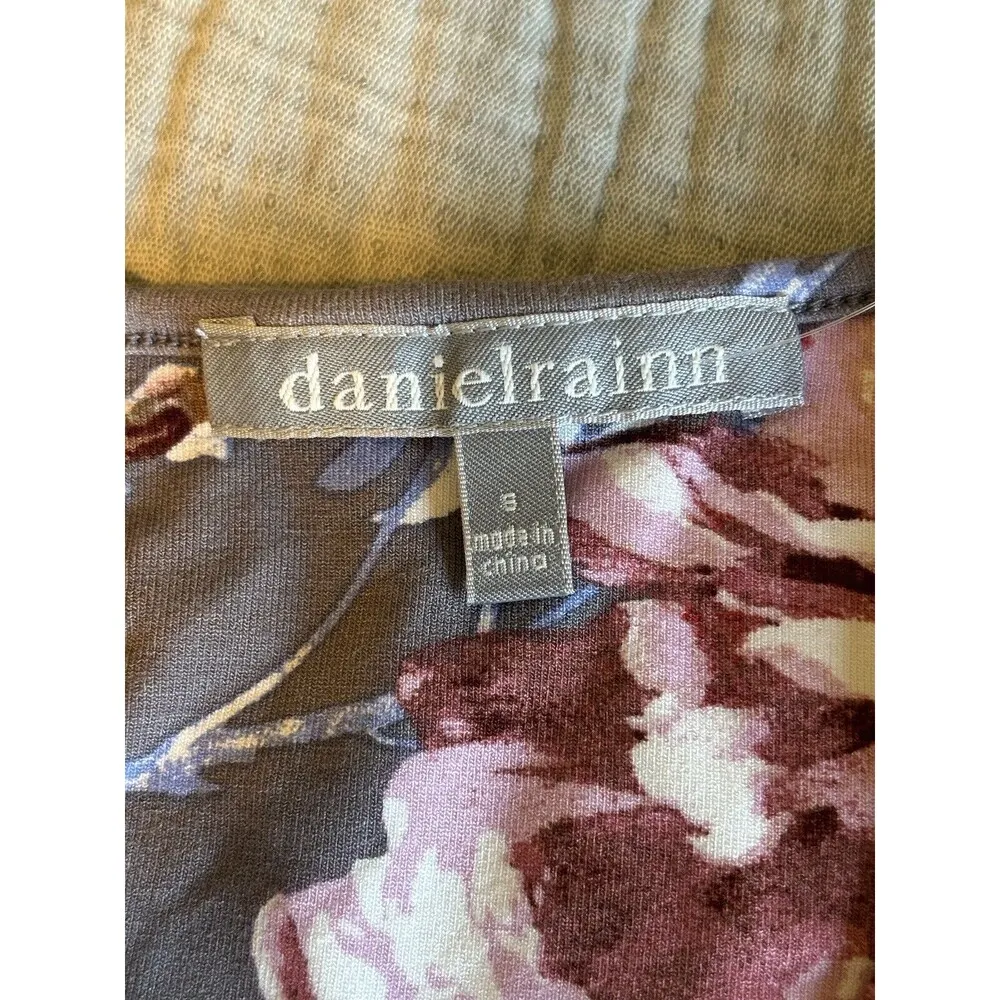 NEW Anthropologie Daniel Rainn Size Small Gray Floral Tunic 3/4 Sleeve Blouse - Image 9