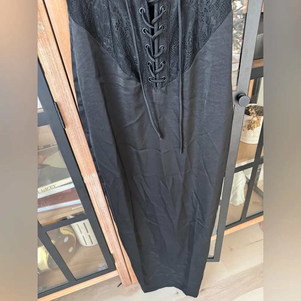 Meshki Corset maxi dress lace sexy bodycon drop waist octavia goth laceup satin - Image 8