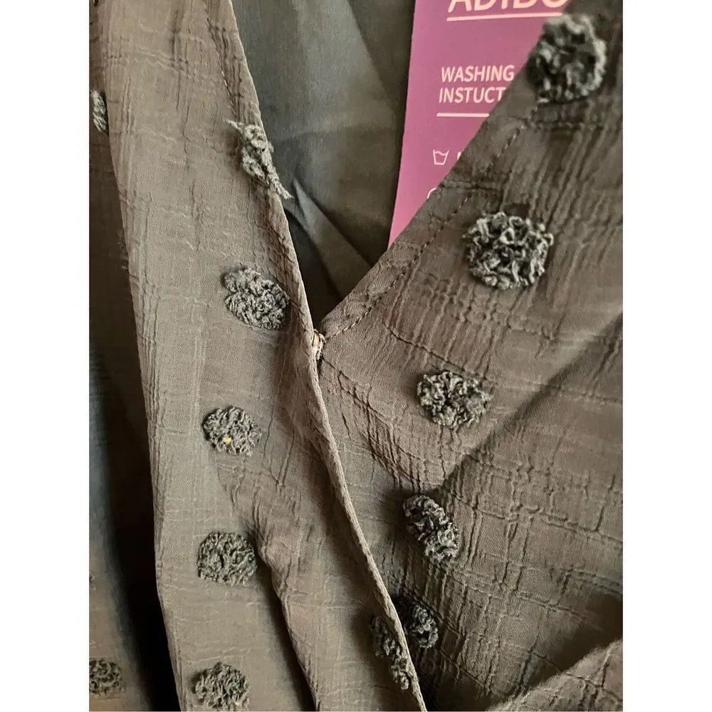 New Summer V Neck Romper Swiss Dot Flutter Sleeve Short M Green Size M - Image 3