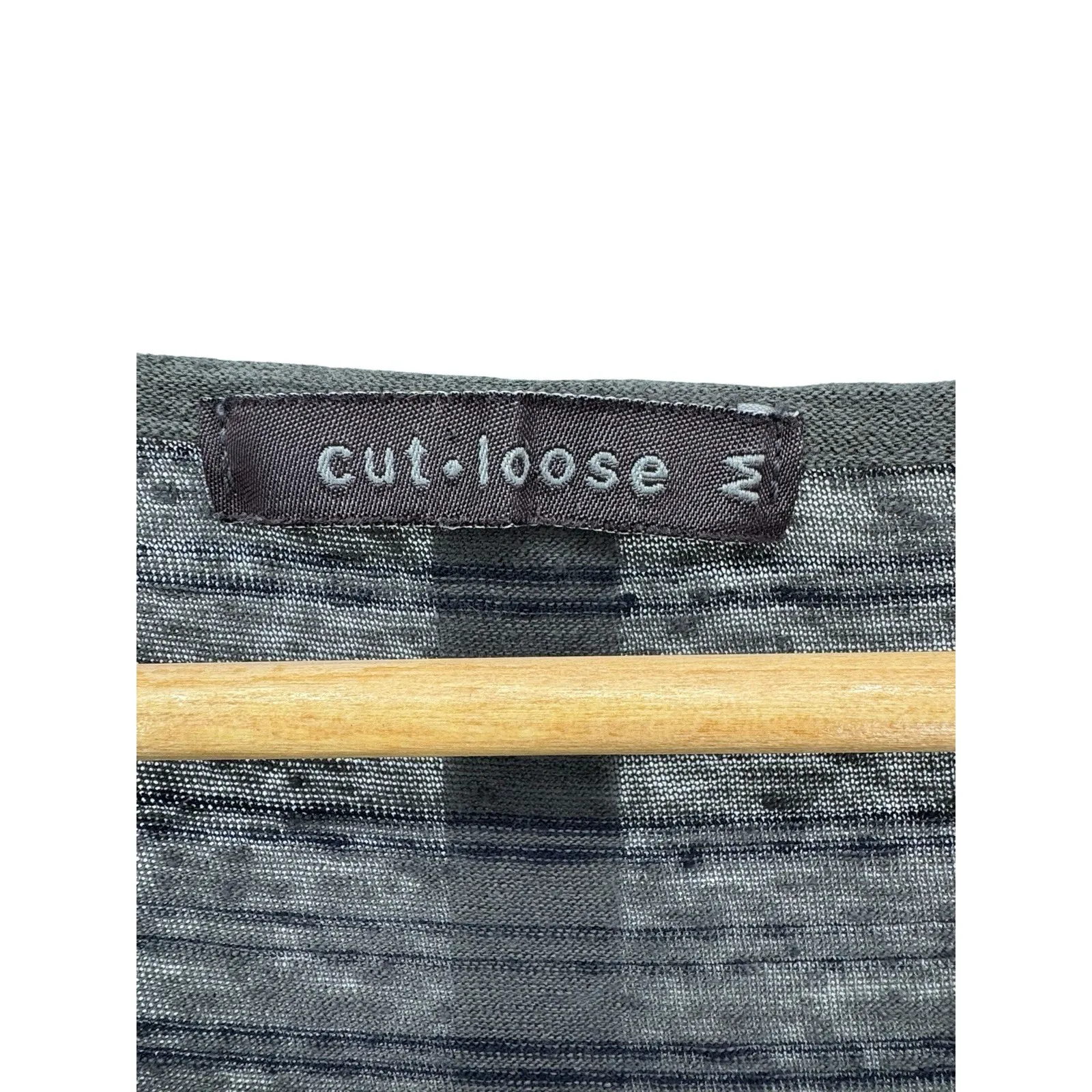 Cut Loose Gray Black Stripe Tunic Top 3/4 Sleeve Relaxed Fit Women's M Lagenlook Size M - Image 2