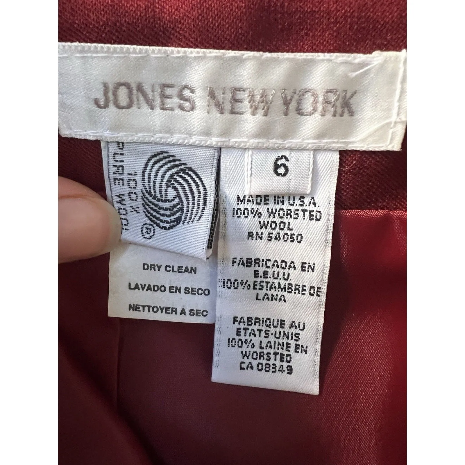 Vintage Jones New York Suit Jacket And Skirt Red Wool Size 6 Festive Business - Image 3