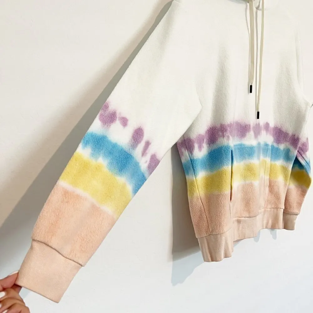 Feat Tie Dye Blanket Soft Pullover Hoodie in White Loungewear Winter Casual Cozy - Image 3
