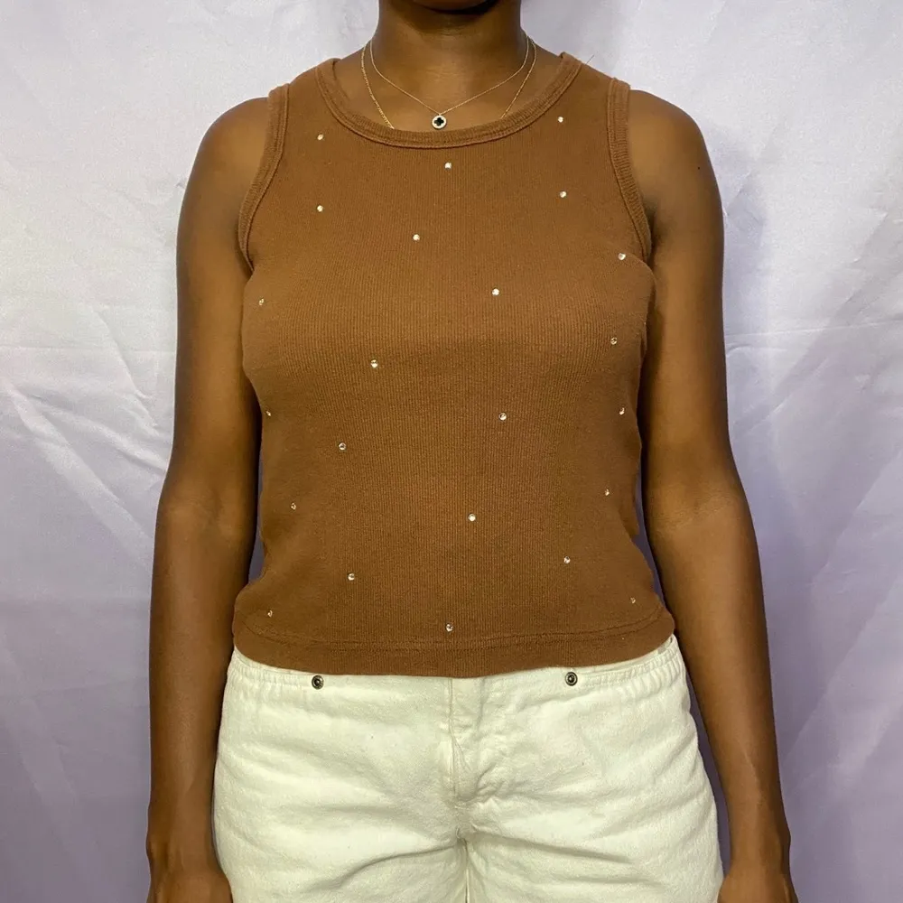 Y2k Energie brown tank top with bedazzled jewels - Image 2