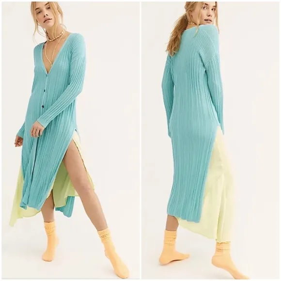 Free people • skinny mini ribbed duster cardigan sweater - Image 4