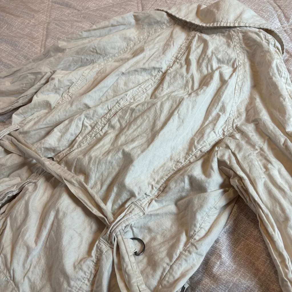 Vintage GAP Premium Khaki Jacket Women's M Double Breasted Military Buttons Belt - Image 16