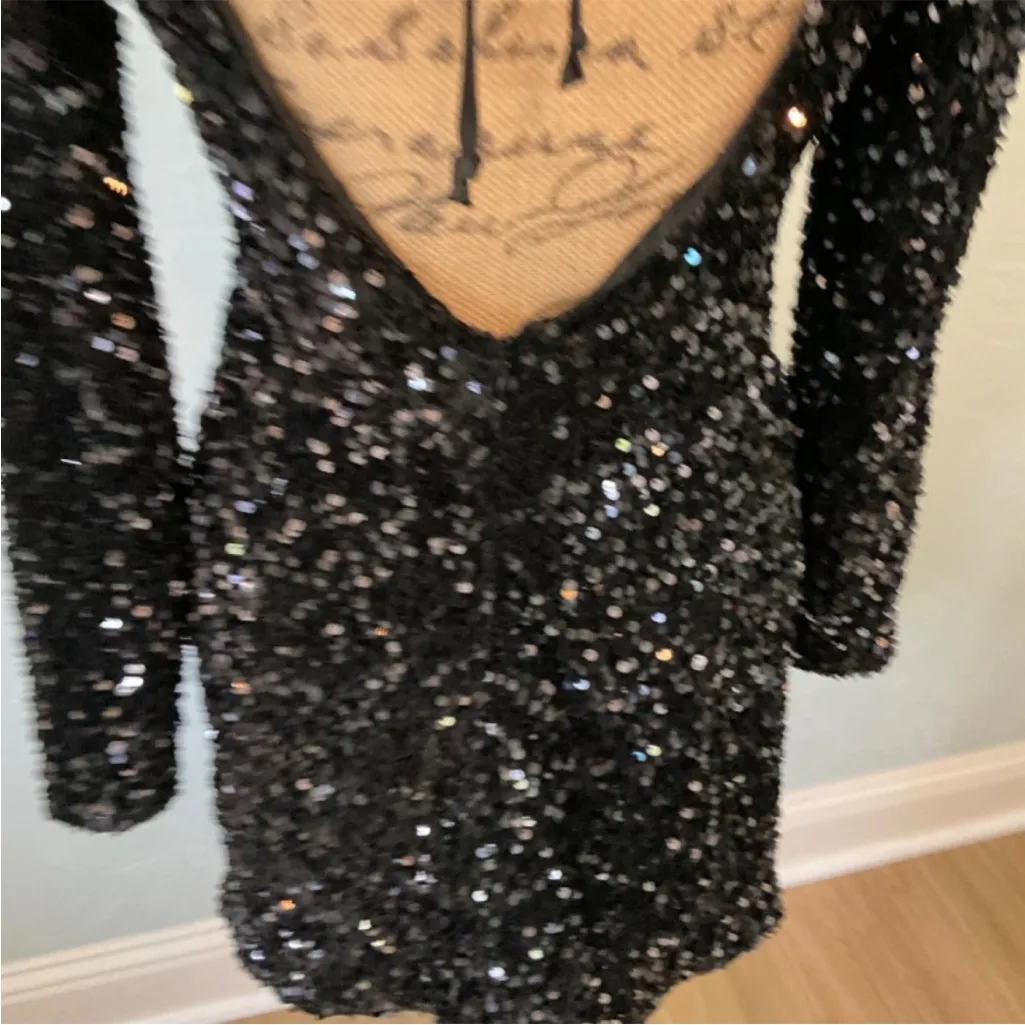 Mable black Sequin Mini Dress Taylor Swift Eras Tour Favorite festival wedding M Size M - Image 7