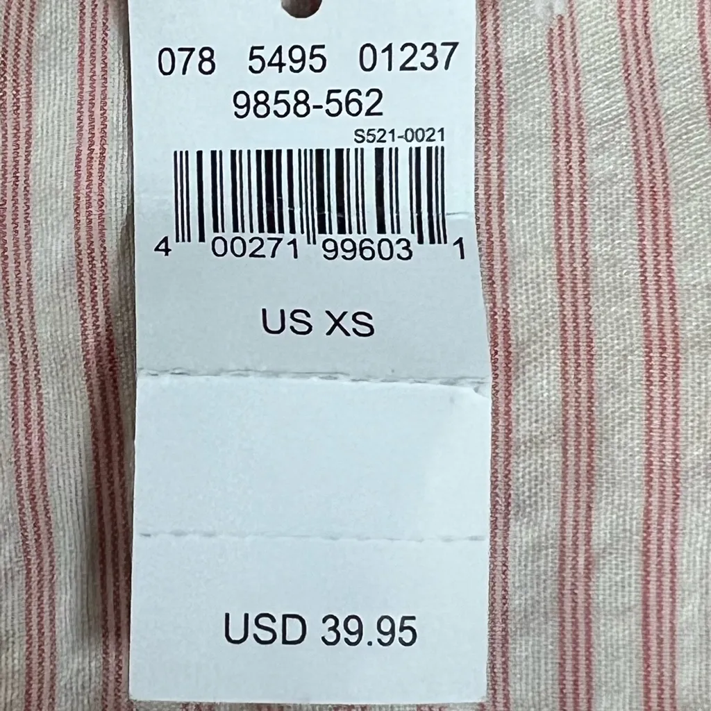 Aerie Womens Ivory & Pink Striped Long Sleeve Button Down Shirt - Size XS - NWT - Image 9