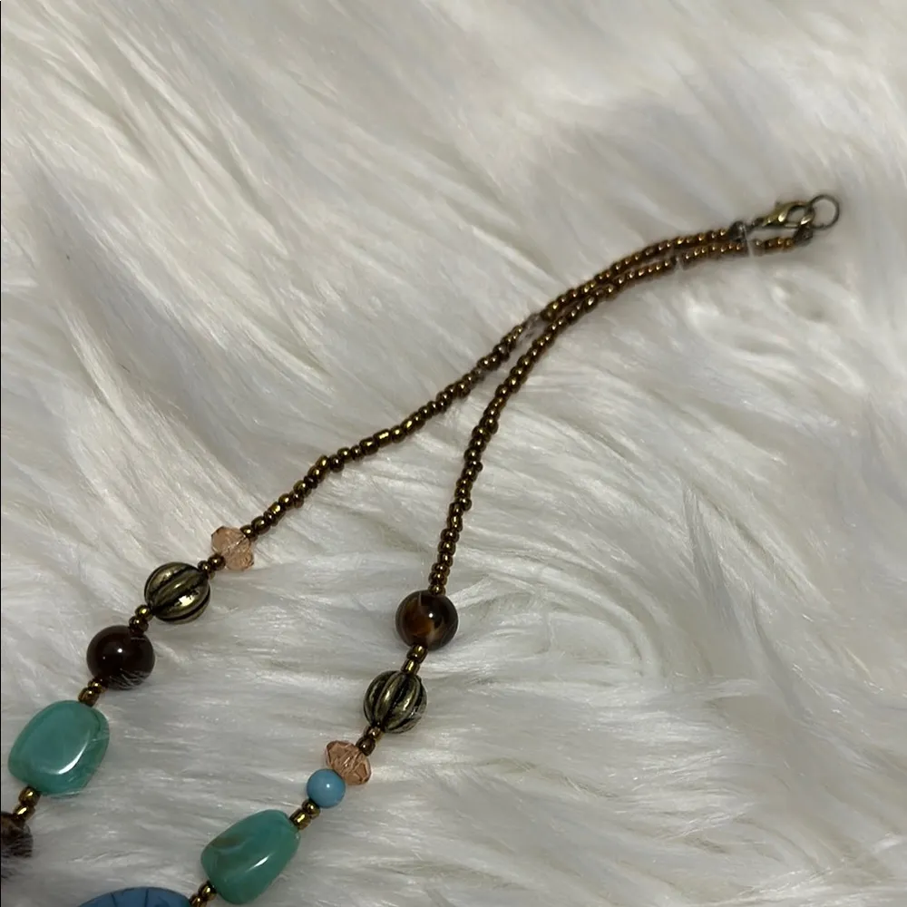 Vibrant Blue and Orange Beaded Long Necklace - Image 5