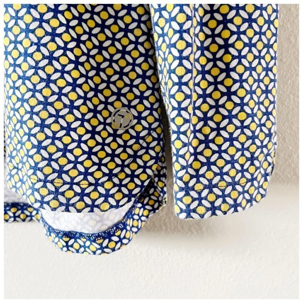 T by Talbots Women Blue Yellow Print Long Sleeve T-Shirt Sz L - Image 6