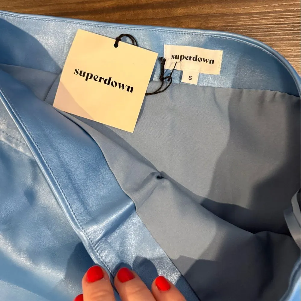 Superdown Blue Asymmetrical Wrap Mini Skirt - Image 7